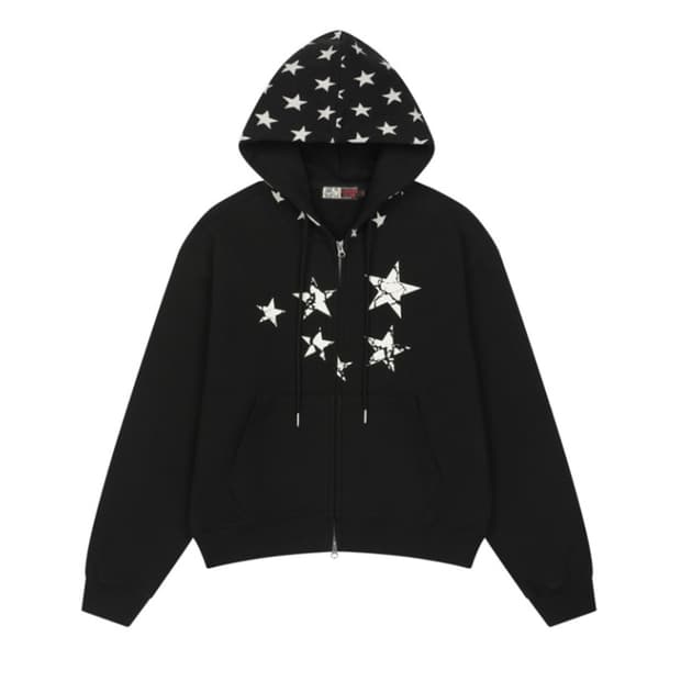 루저스클럽 스타 그래픽 투웨이 후드 집업 블랙