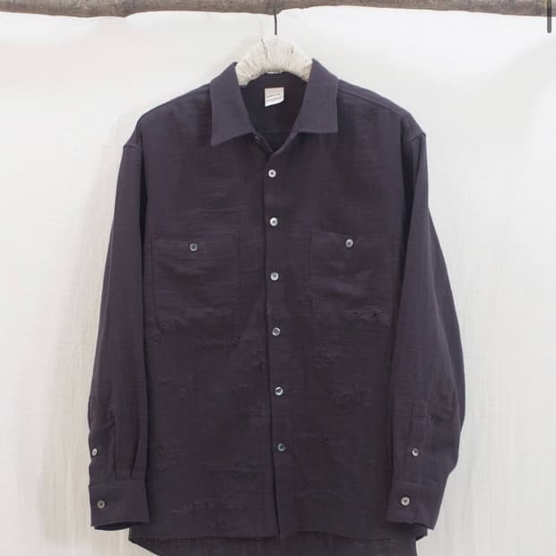 Crushed Double Gauze Shirt_Charcoal