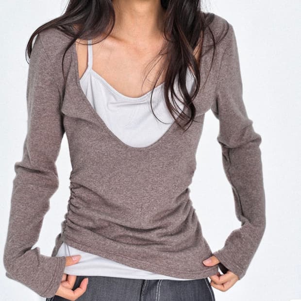 오운서 레이어드롱슬리브 모카브라운