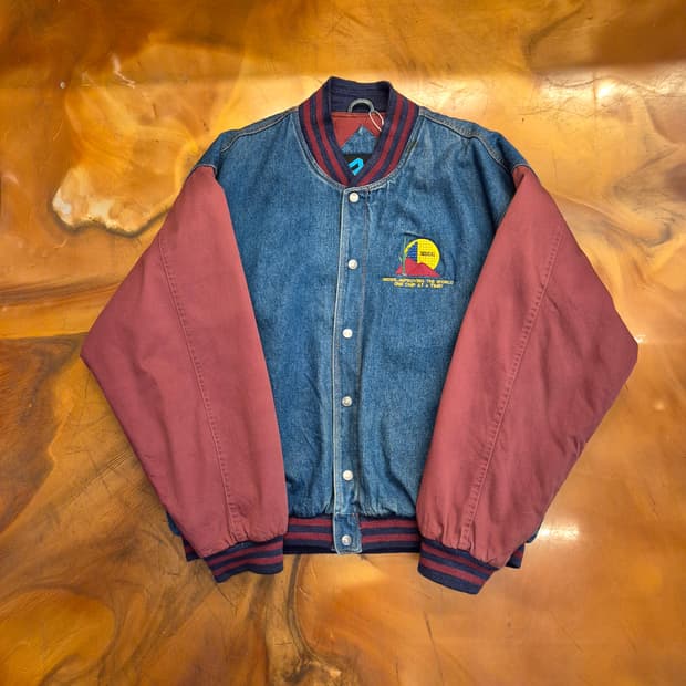 Tri-Mountain 데님 바시티 자켓 2XL