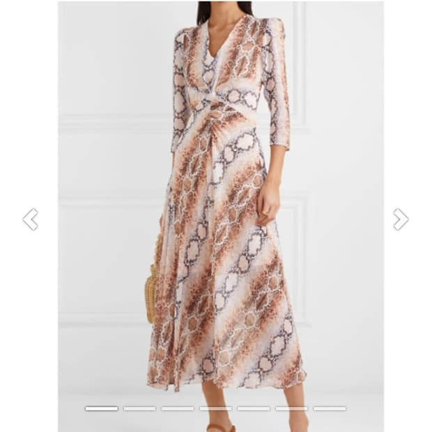 마쥬 뱀피 패턴 V넥 롱 원피스 세트 (슬립  포함) 2사이즈