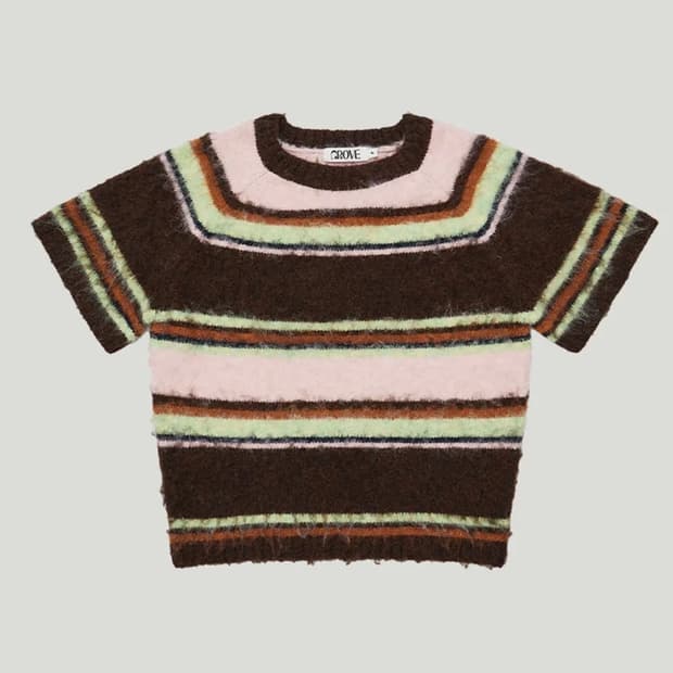 그로브 스트라이프 반팔 니트