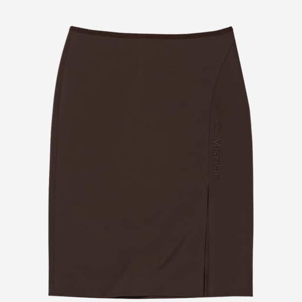 미스치프 미디 슬릿 스커트 브라운