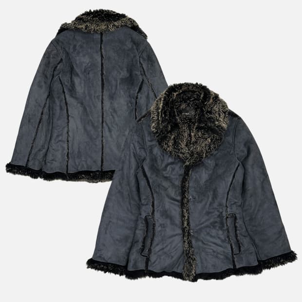 OUT REEF charcoal fur shearling jacket