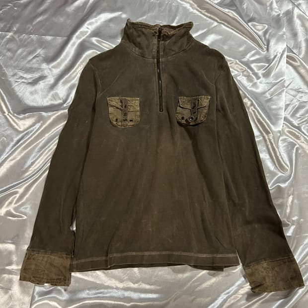 y2k grunge 2pockets half zip-up