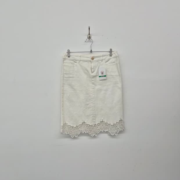 막스앤코 흰색 데님 타이트 스커트 30in