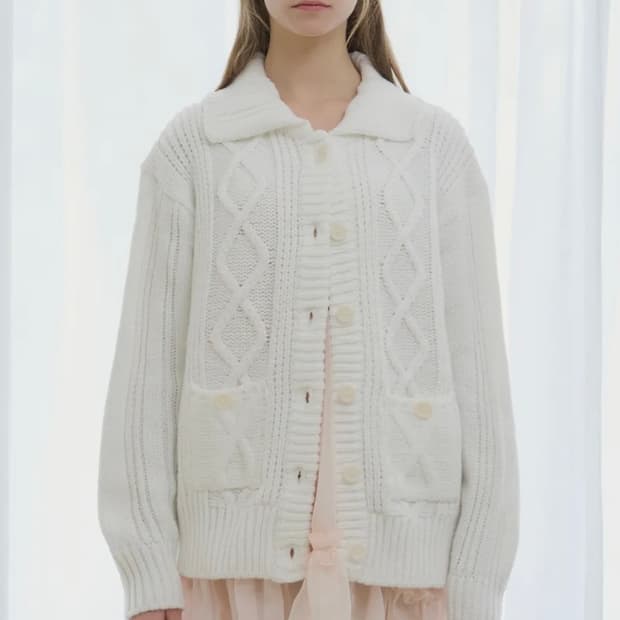 레이즈미야 토스티 루즈 오버 가디건 [WHITE]