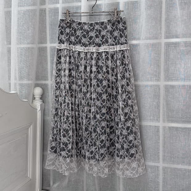 Floral See-Through Layered Skirt 0220