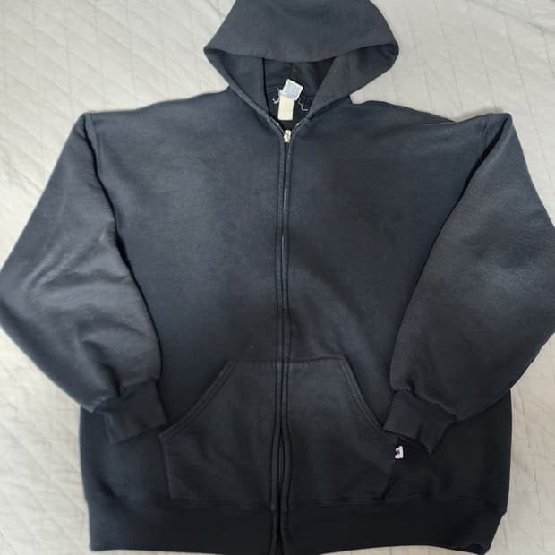 [XXL] 90s 빈티지 러셀 에슬레틱 50/50 후드집업 블랙