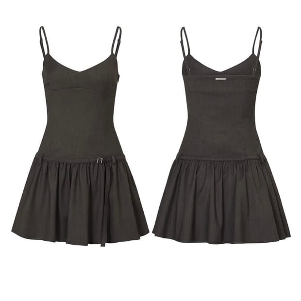 페인오어플레져 페오플 비앙카 드레스 bianca dress 멜란지 브라운