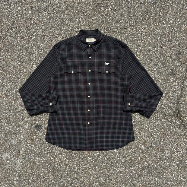 Maison Kitsune 메종키츠네 폭스로고 체크패턴 셔츠