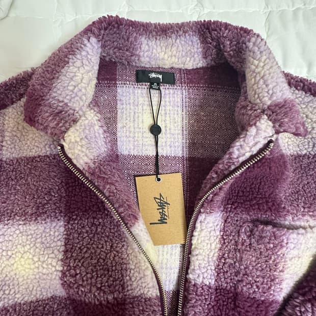 스투시 zip sherpa shadow plaid