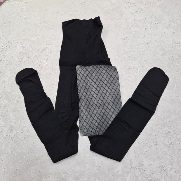 GUNZE 다이아패턴 시스루 블랙 팬티스타킹