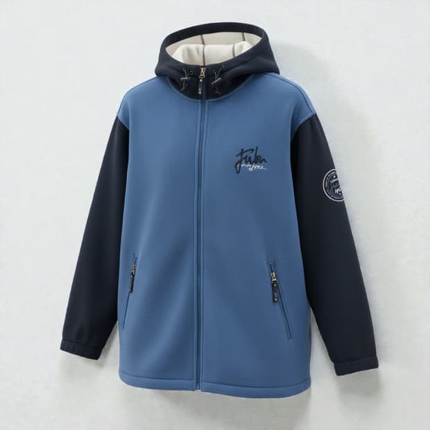 [105]FUBU 후부 1990년대 후리스 후드 집업 블루 네이비