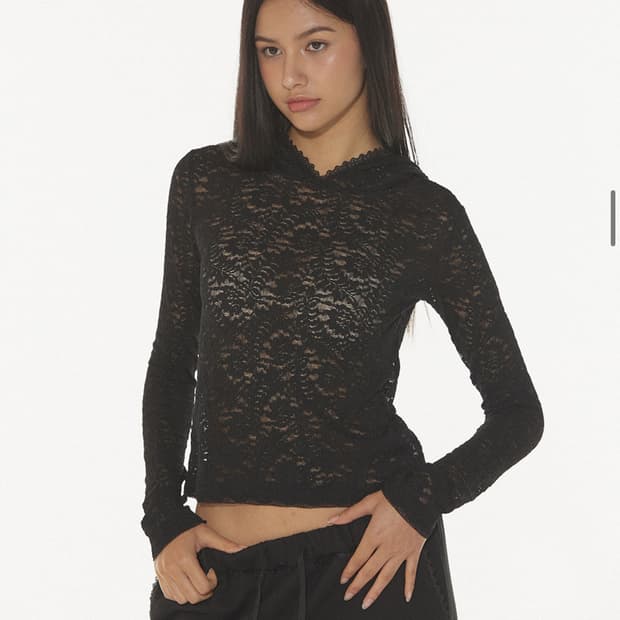 디어스토커 SANDY LACE HOODIE 레이스 후디 BLACK