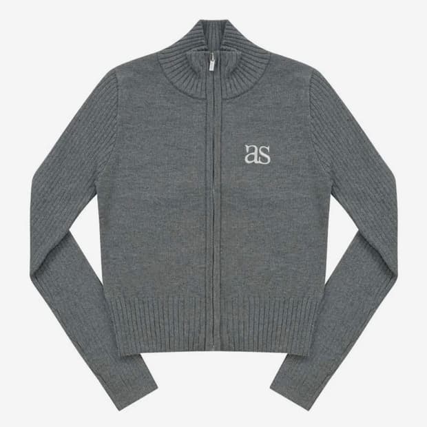 애즈온 MARON KNIT ZIP-UP / CHARCOAL