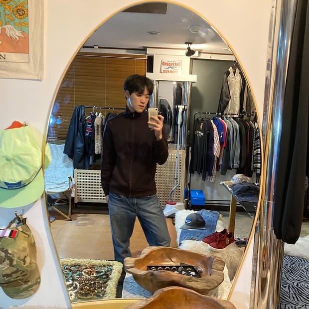 캘빈클라인 버건디 집업