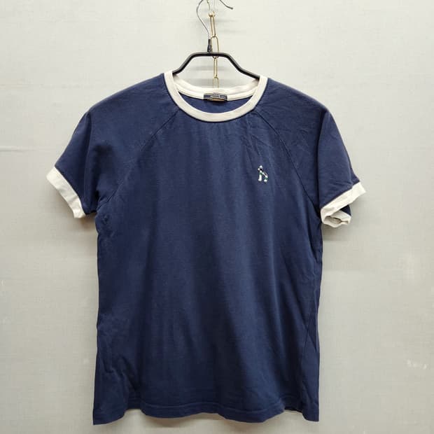 헤지스 로고자수 링거 반팔티 S