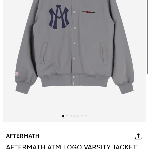 (M,새상품) 애프터매스 에이티엠 로고 바시티 자켓