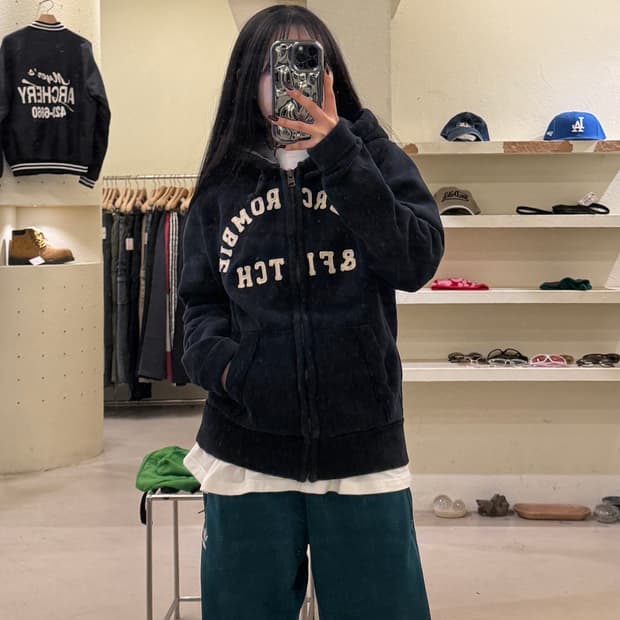 아베크롬비 앤 피치 로고 후드집업 네이비 U1145