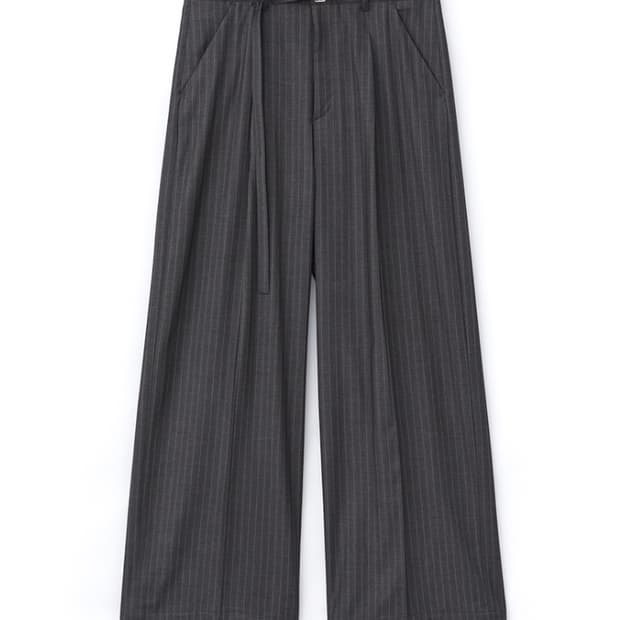 [XL] DNSR 벨티드 스트라이프 슬랙스 차콜