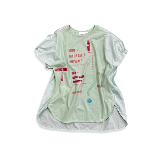 Lettering Mint Box Blouse T Shirt