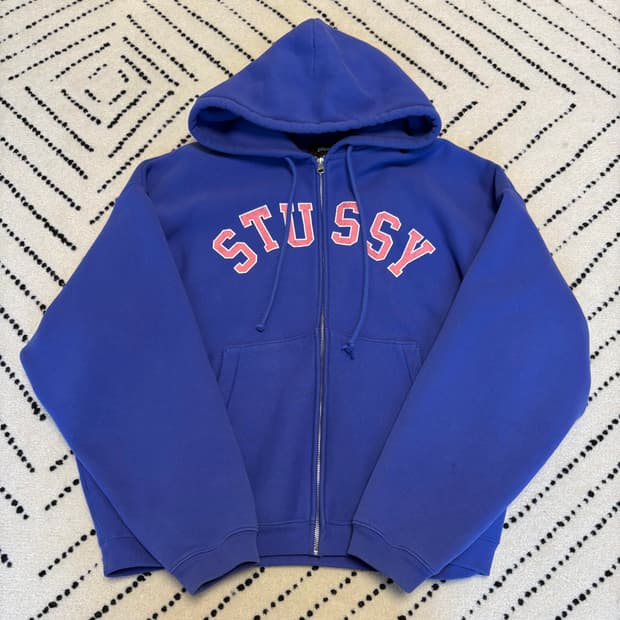 스투시 페이디드 그래픽 집 후드 퍼플 