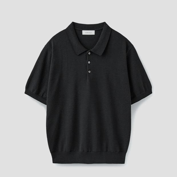 HARD TWIST NARROW STRIPE POLO KNIT 블랙