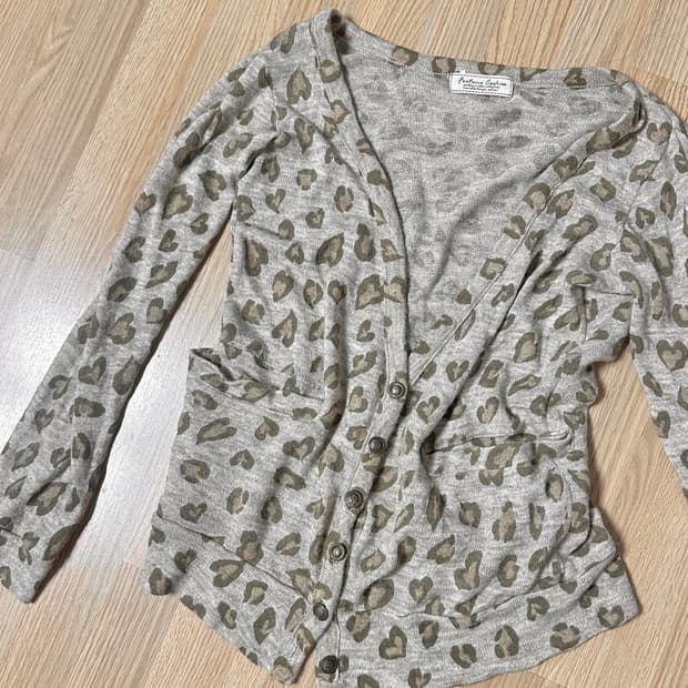오네갸루 하트 호피패턴 루즈핏 가디건 