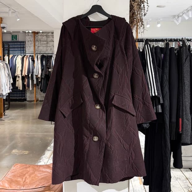 비비안 웨스트우드 레드라벨 버건디 orb 버튼 자카드 코트 