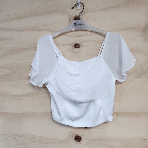 439) eeyou 쉬폰 퍼프 크롭 블라우스