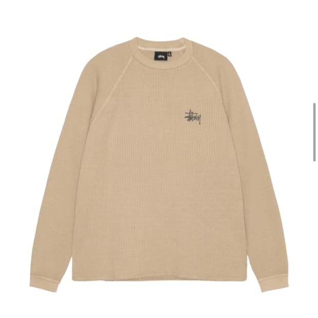 [2XL] 스투시 래글런 써멀 와플 롱슬리브 크루 샌드