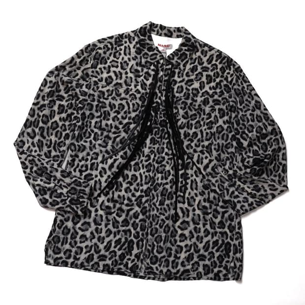 MASU Zip Up Leopard Silk Shirt   