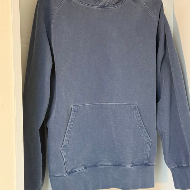 빈티지 워싱 블루 후드티