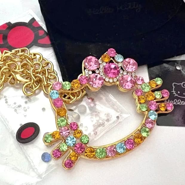 빈티지 갸루 희귀 고전키티 빅키티 목걸이 핑크세스