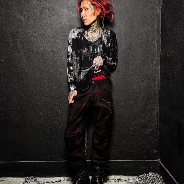 Red Tartan Zip Detail Pants