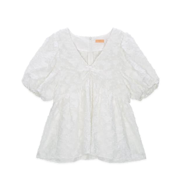 Sinoon 시눈 자카드 리본 반팔블라우스