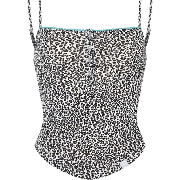 플리즈노팔로우 Riri Leopard Lace Top Blue