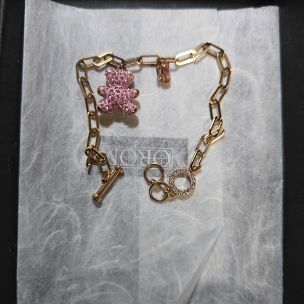 스와로브스키 테디베어 체인 팔찌