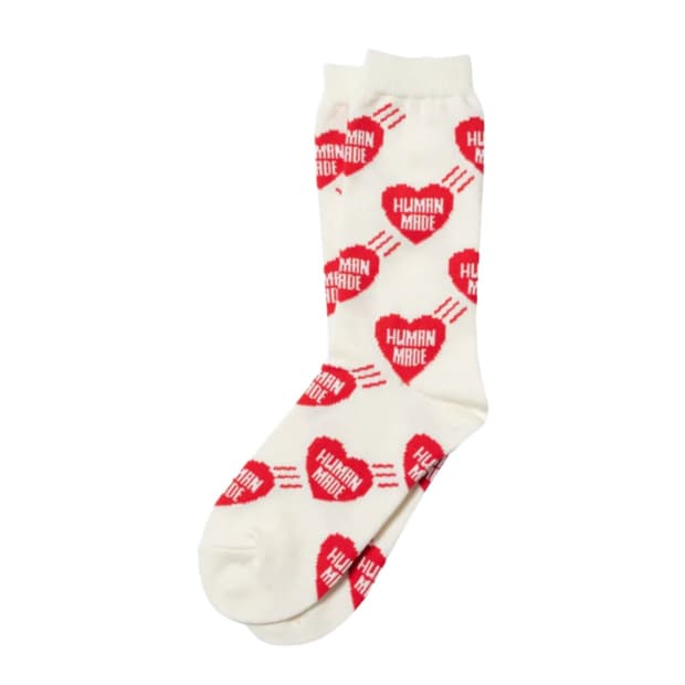 휴먼 메이드 하트 패턴 삭스 레드