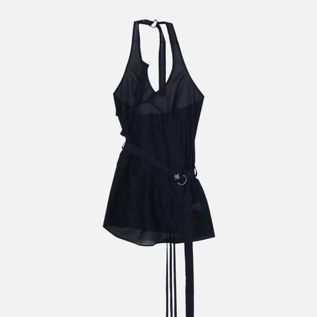 에이시넥틱스 assymmetric mini dress 