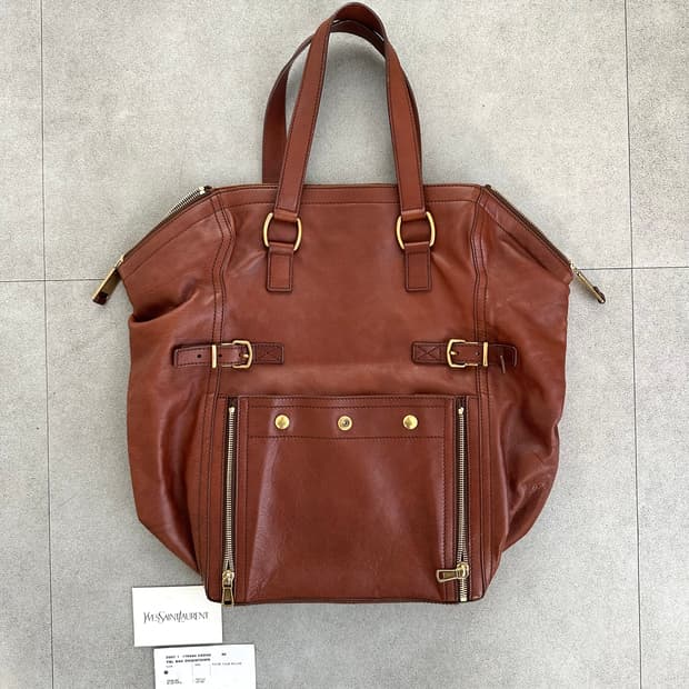 생로랑 YSL 다운타운  브라운 레더 백