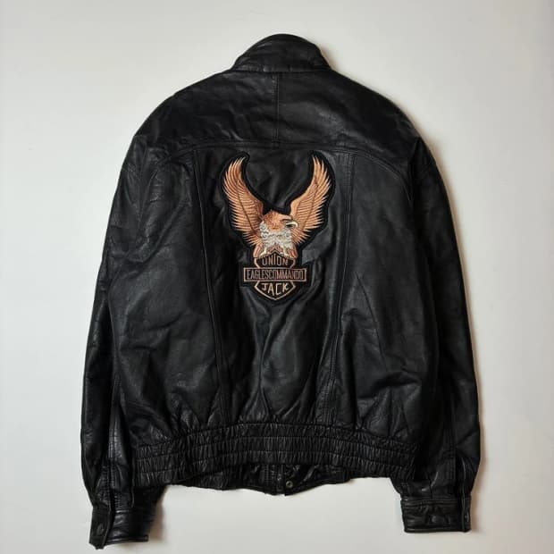 Selected 90's 이글 자수 봄버 가죽 항공 자켓 PN8174