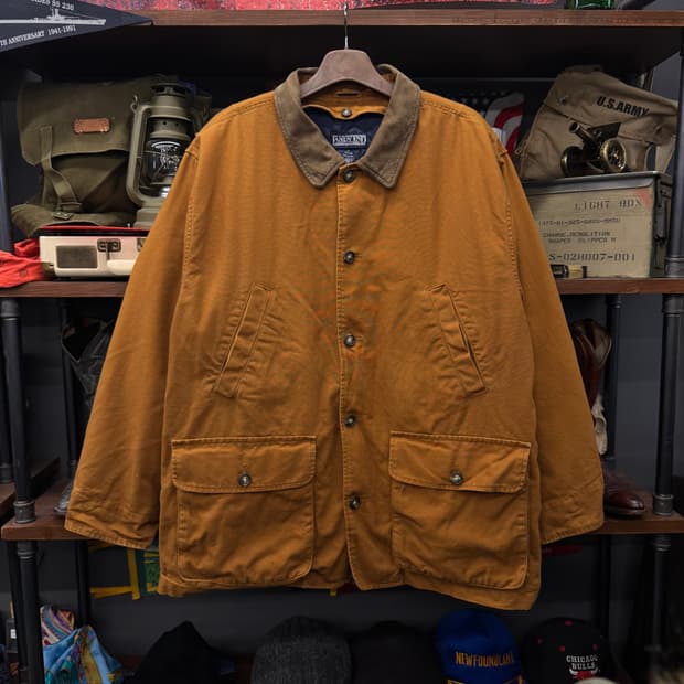 90s Lands End 코듀로이 카라 퀼팅 라이닝 워크 헌팅 초어 코트