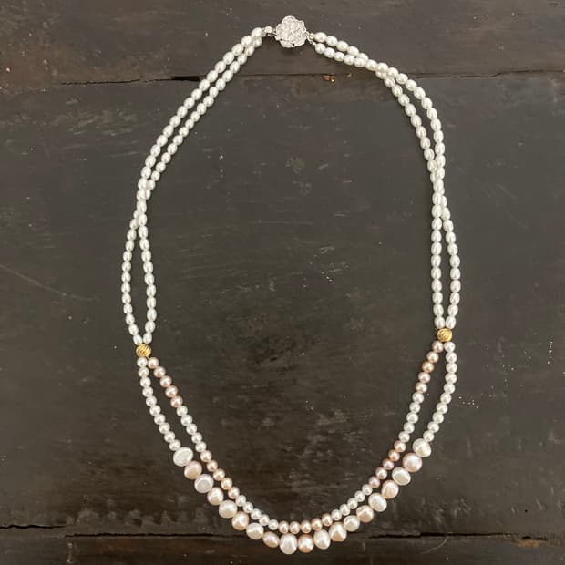 2Line Fresh Water Pearl Silver