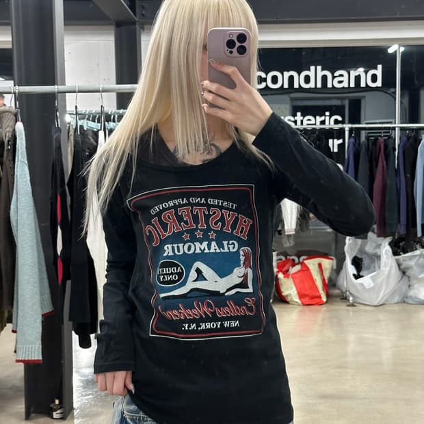 히스테릭 글래머 빈티지 킨키 뉴옥 걸 롱슬리브 긴팔티