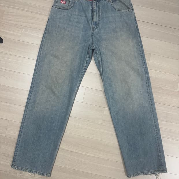 [M] 발렌시아가 웨이스트 로고 배기 와이드 데님팬츠