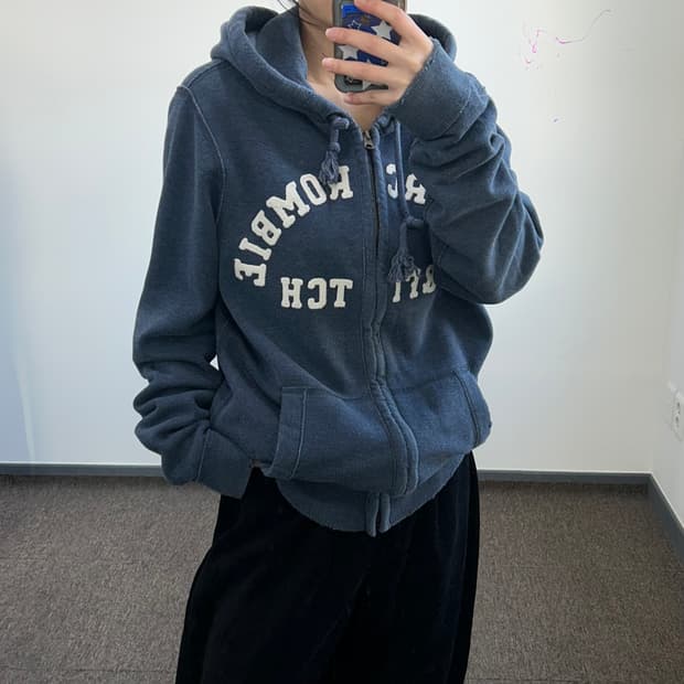 Abercrombie 아베크롬비 스펠아웃로고 네이비 후드집업