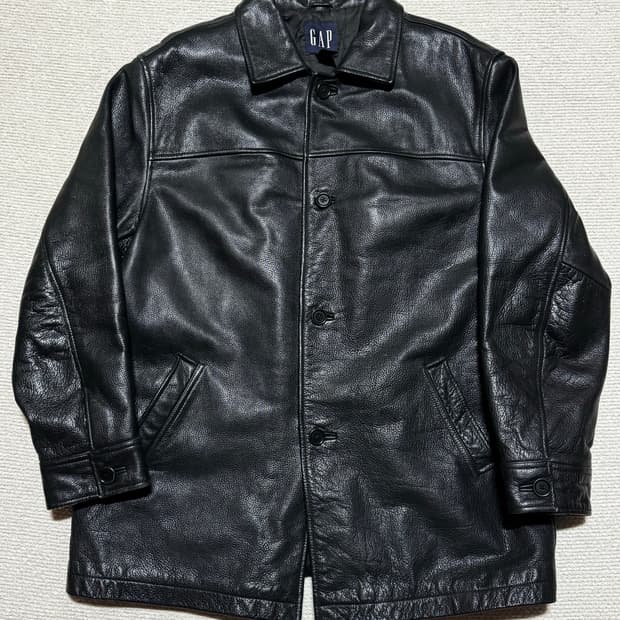 90s GAP 카우레더 카 코트 블랙 L