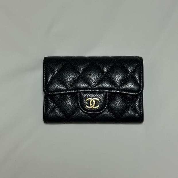 샤넬 캐비어 카드지갑 금장로고